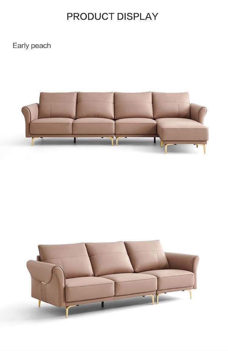 High Quality New L-Shaped Sofas Furniture Modern Genuine Leather Sofa Set BS012