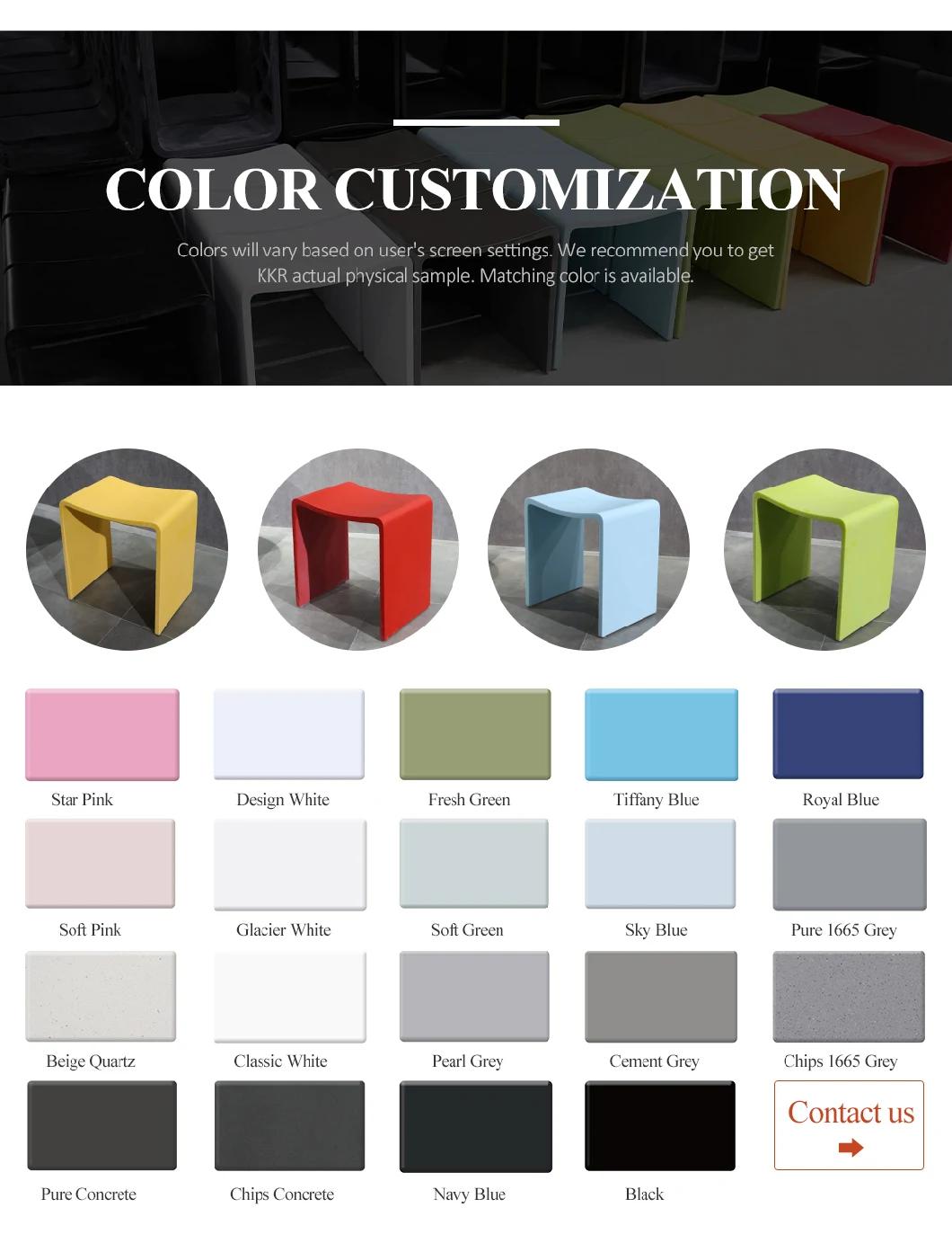 Colored Bathroom Toilet Stool Solid Surface Chair