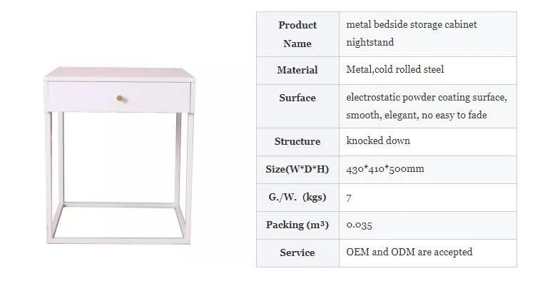 Colorful Modern Nightstand Elegant Bedside Table with Drawer, Metal Legs