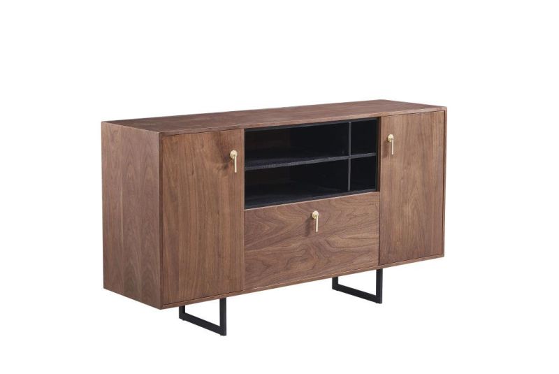 Dg-903 Wooden TV Stand/MDF /Walnut Veneer/ Metal Coating Base