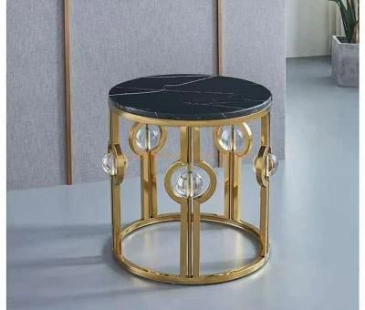 Column Table Modern Gold Stainless Steel Leg Tempered Glass Top Luxury Coffee Tea Table