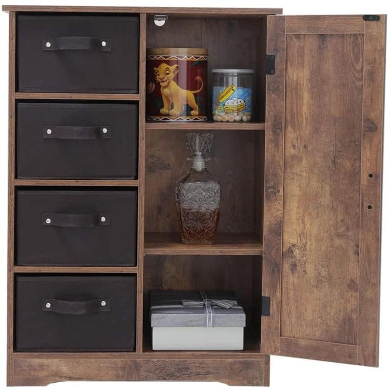 Living Room Office Retro Rustic Brown Floor Storage Cabinet 0226