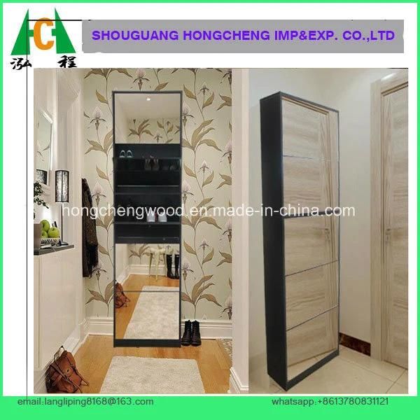 White Color 5big Drawers Mirrored Shoe Cabinet