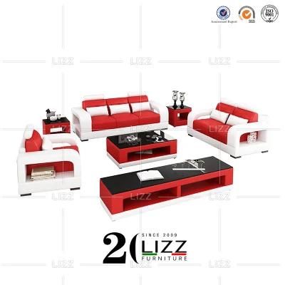 European Style Luxury Modular Leisure Modern Genuine Leather Sofa Furniture Set with LED Lights