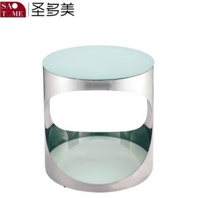 Modern Popular Household Living Room Furniture Practical Glass Stainless Steel Round Table