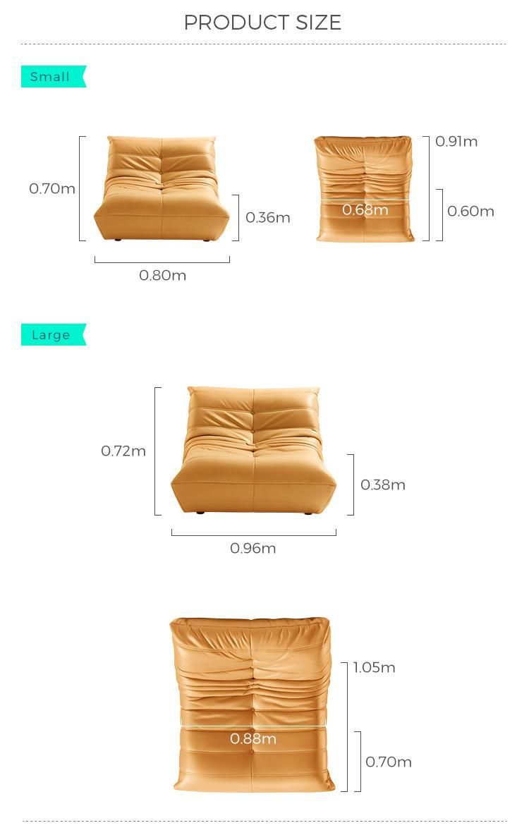 Linsy Living Room Orange Cushion Lazy Sofa Back Floor Chair Togo Grey Lounger Chair Ls305xy2