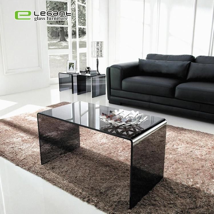 Simple Living Room Hot Bent Black Glass Coffee Table