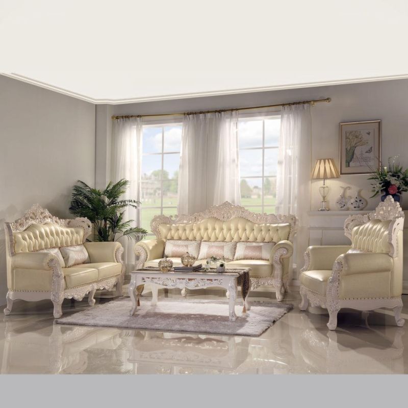 Living Room Furniture Classic Italian Leather Sofa in Optional Color