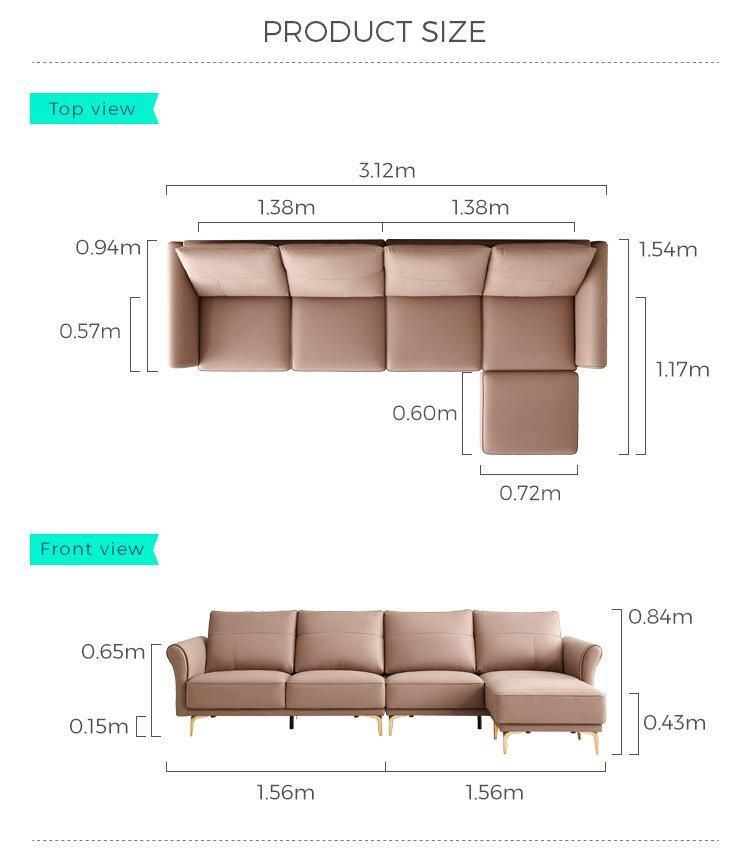 Linsy Italian Leather L Shape Sofa Set BS012