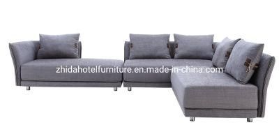 L Shape Sectional Modern Fabric Leather Home Furniture Wooden Sofa