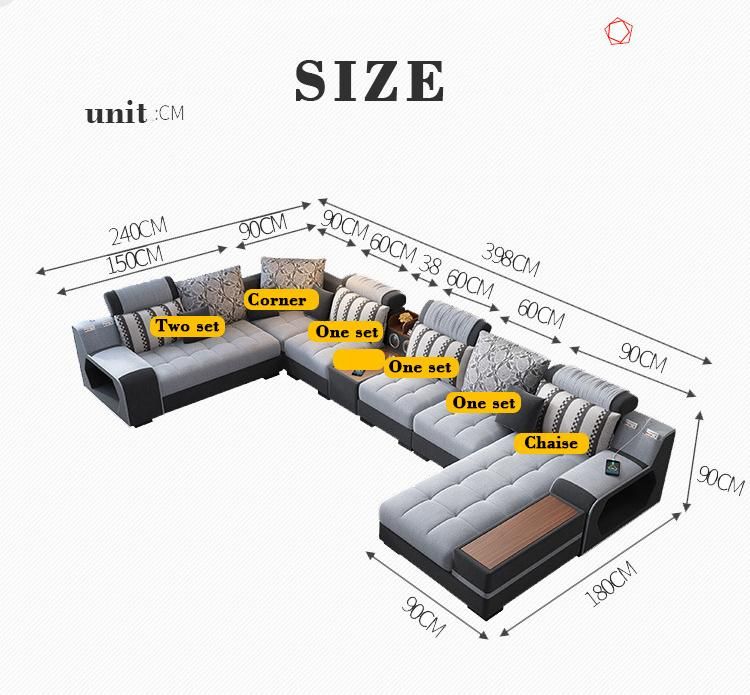 Modern Living Room Sofa Set L Shaped Fabric Corner Leisure Modular Sectional Sofa