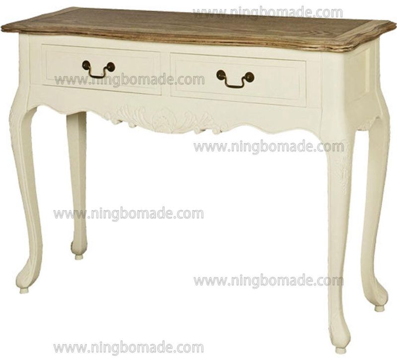 Nordic Louis Style Household Furniture Natural Top and Louis White Down Console Table