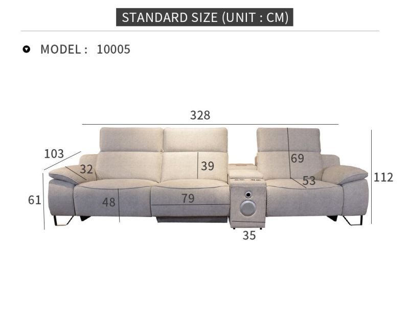 Modern European Style Furniture Set Electric 3 Seater Recliner Sofa