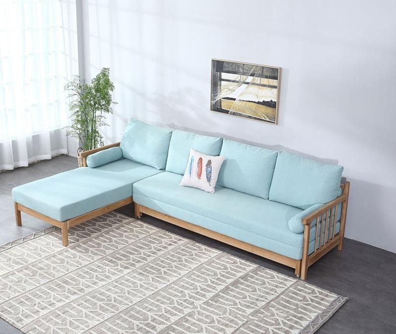 White Oak Modern Minimalist Solid Wood Corner Sofa Bed Multifunctional Sofa Bed 0077