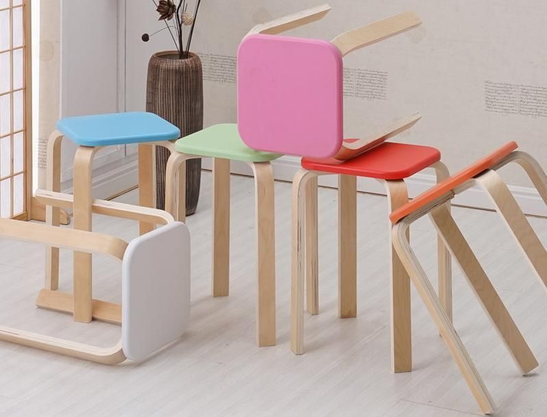 Variety of Stool Color Options, Wooden Furniture Square Stool