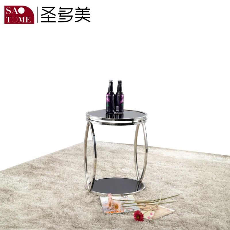 Modern Simple and Exquisite Living Room Furniture Metal Glass Round End Table