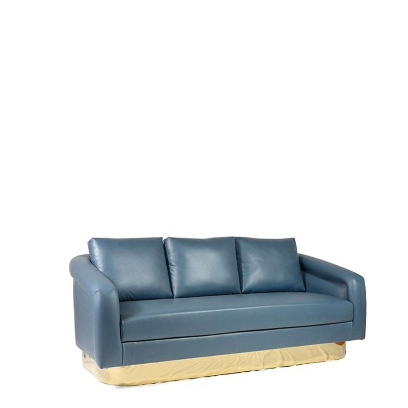 Luxury Living Room Furniture 3 Seater Blue Leather Sofa