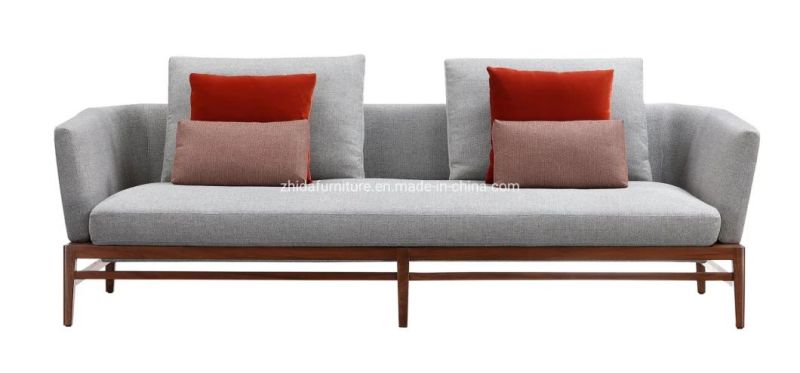 Hotel Living Room Furniture Modern Fabric Wooden Base Sofa for Hotel Lobby