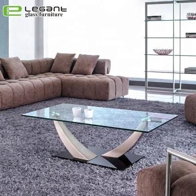 Free Sample Round Mirrored Modern Fancy Bent Glass Top Coffee Table