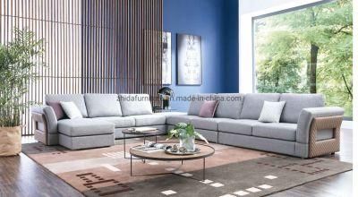 Hotel Modern Economy Style Leather Fabric L Shape Living Room Sofa