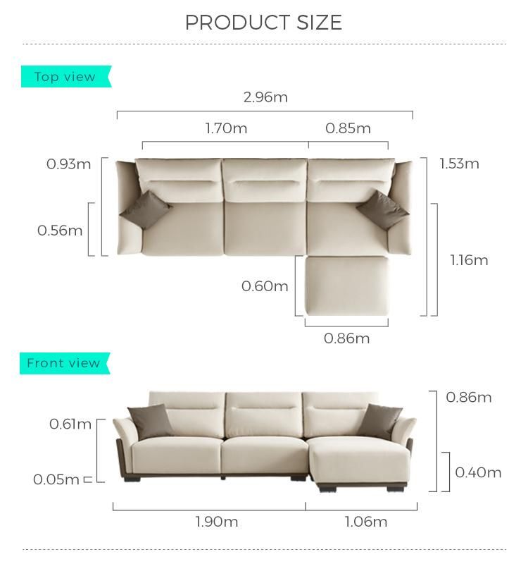 Linsy French Large Corner Sofa 3 Seats Living Room Corner Leather Sofa Set Tbs060