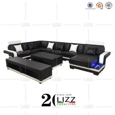 European Modern U Shape Sectional Home /Living Room /Hotel /Office Genuine Leather Sofa