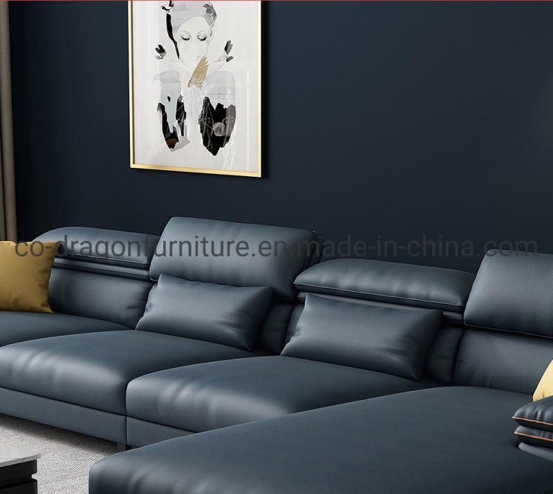 Luxury Leather Sofa with L Shape for Living Room Furniture