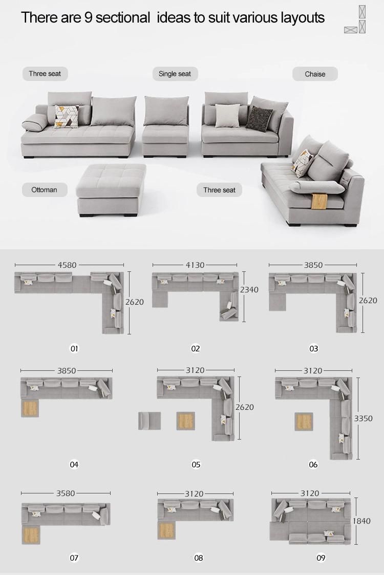 Linsy New Modern Sectional China Fabric Sofa Set 996