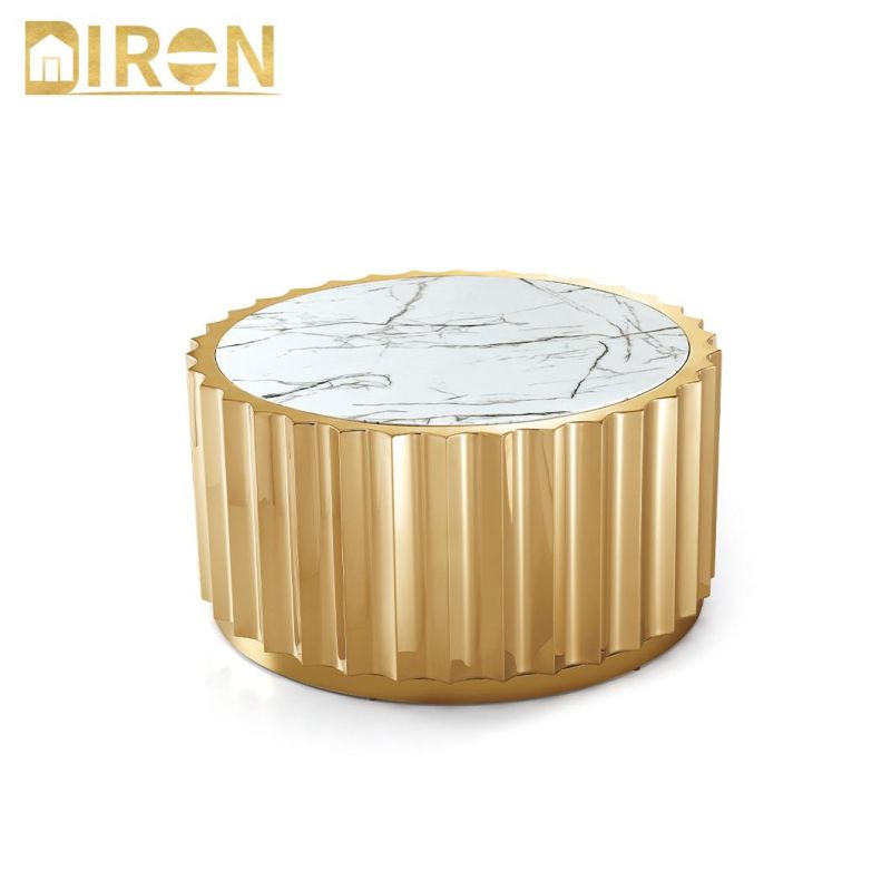 Cheap Price High Quality Coffee Round Marble Dining Tea Table with 304 Stainless Steel Frame