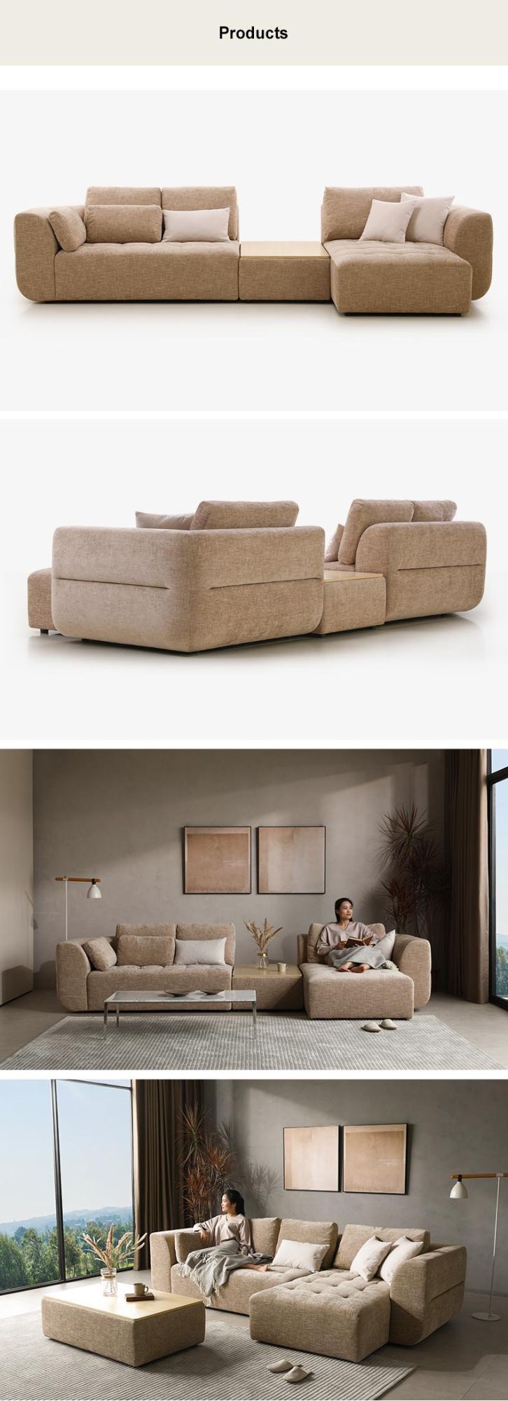 Contemporary Design 3 Seat Sofa with Storage Modular Sofa