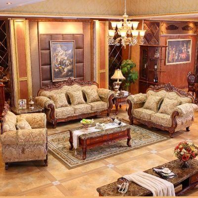 Classic Wood Fabric Sofa in Optional Couch Seat and Color