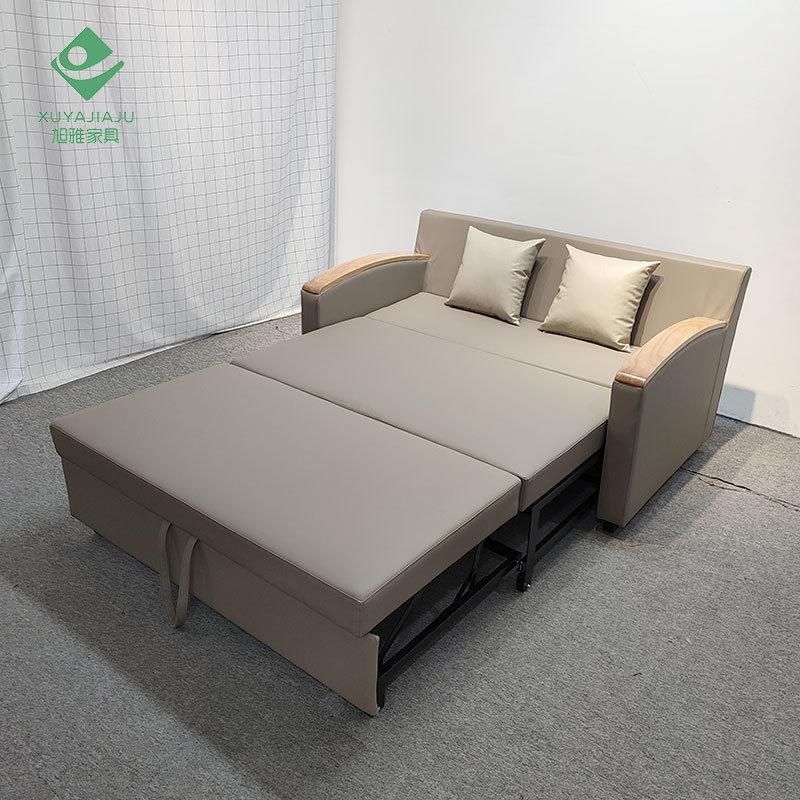 Multifunction Sofa Bed Foldable Wooden Couch Furniture Single Folding Genuine Leather Sofa Beds