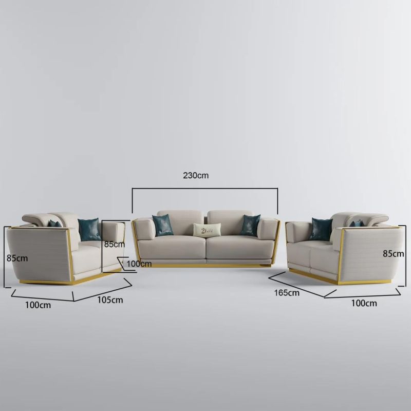 Contemporary Luxury Style Geniue Leather 2 Seater Couch Sofa Set for Modern Home Living Room Furniture