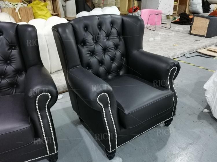 Antique Retro Chesterfield Wingback Armchair High Back Leather Sofa Chair