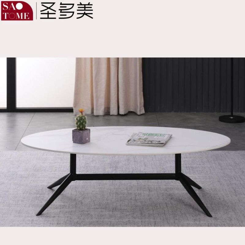 Modern Simple Luxury Living Room Furniture Oval Slate/Marble Coffee Table