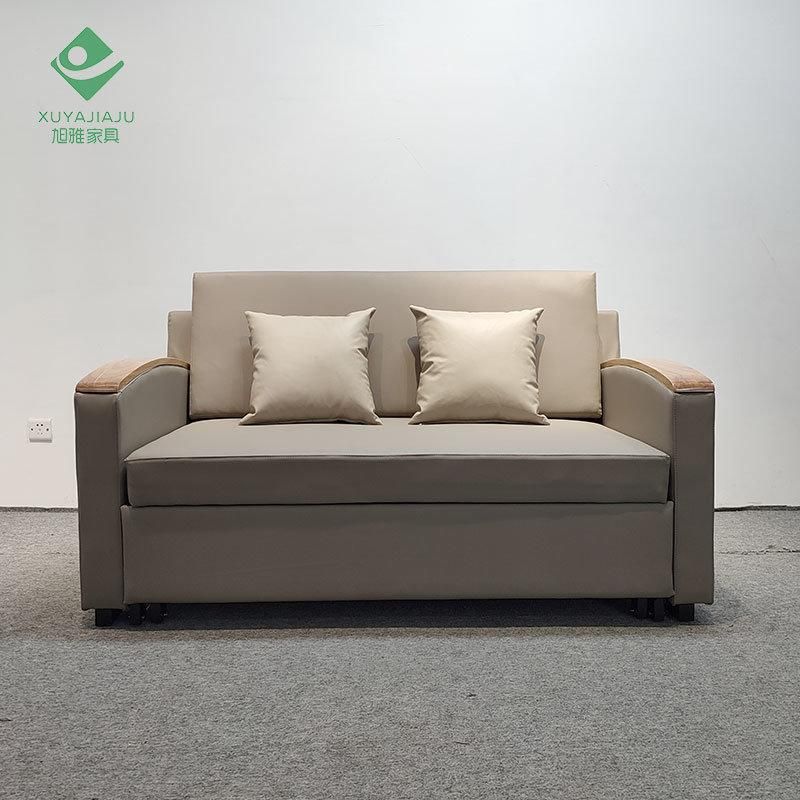 1.5 M Length Soft Faux Leather Wooden Fold Sofa 2 Seat