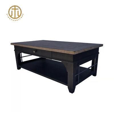 Chinese Classical Dark Brown Rectangular Wooden TV Stand