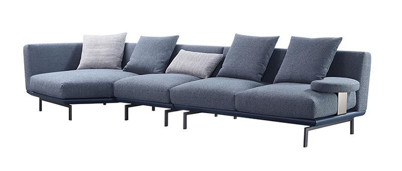 Zhida High End Modern Home Furniture Sectional Sofa Set Fabric Leather Couch Latest Italian Design Villa Living Room Metal Leg Sofa