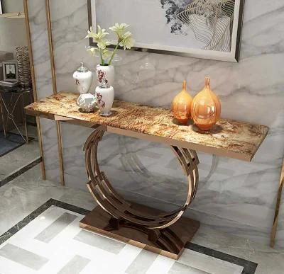 Corridor Wall Table Porch Cabinet Marble Long Porch Table Stainless Steel Narrow Side Porch Table Entry Side Cabinet