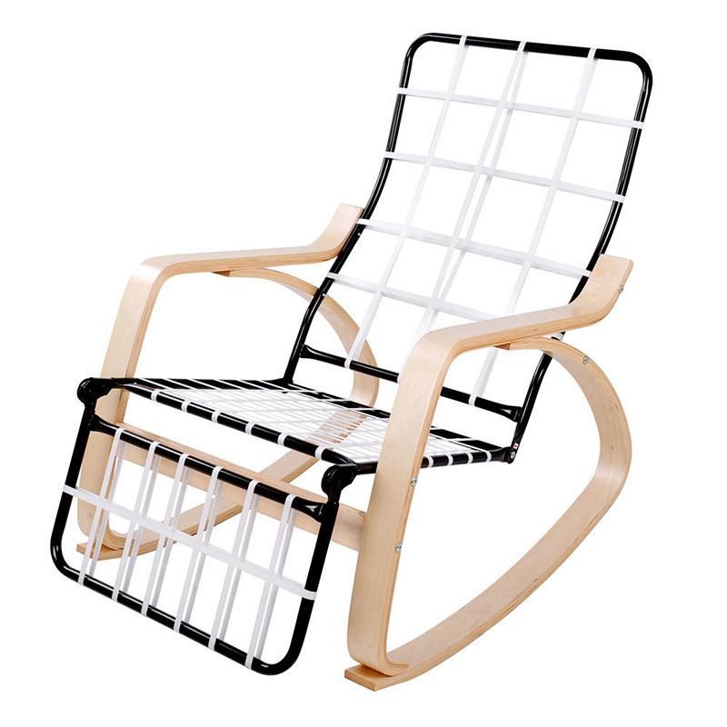 Nordic Simple Lazy Leisure Balcony Fabric Lunch Break Bentwood Rocking Chair 0222