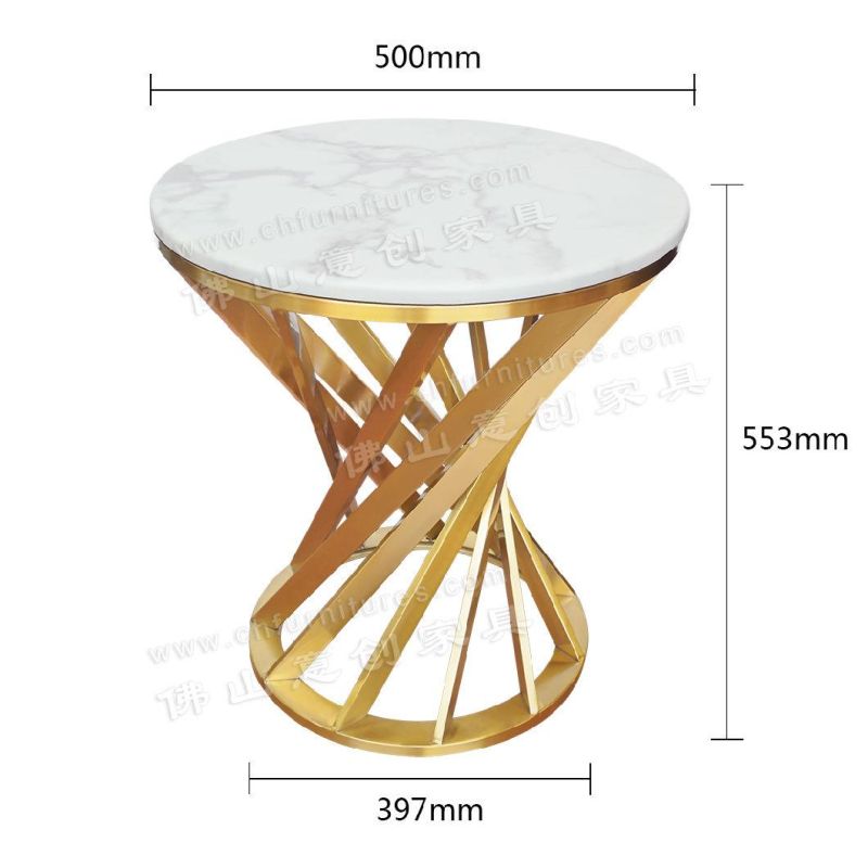 Modern Luxury Stainless Steel Frame Round Marble Coffee Table Home Living Room Furniture