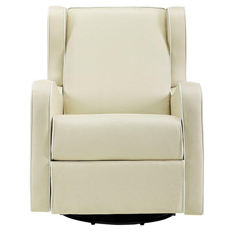 Jky Furniture Fabric Rock and Swivel Recliner Chair with Deep Wingback