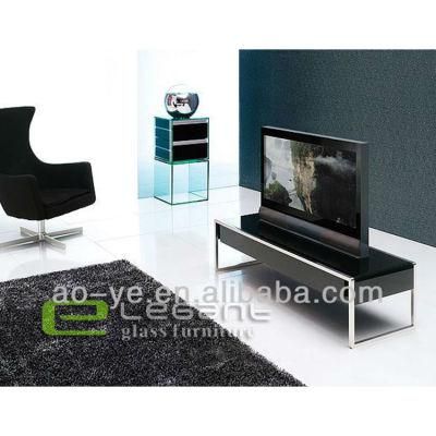 MDF Glass TV Table with Stainless Steel Frame