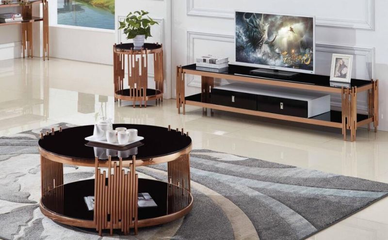 Modern Hotel Furniture Marble Top Stainless Steel Golden Coffee Side Table Indoor Table Mold