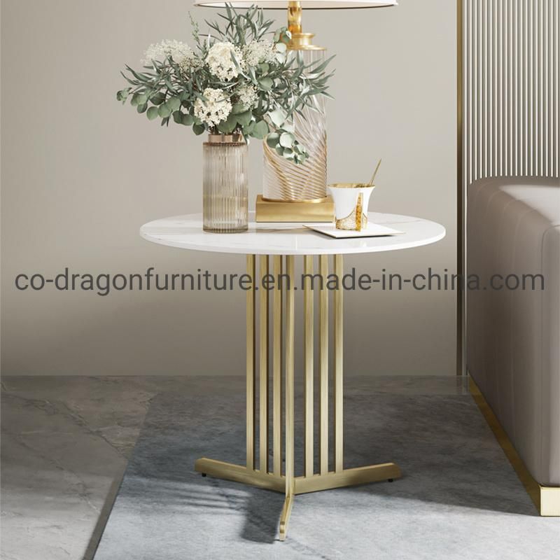 Modern Home Furniture Gold Steel Coffee Table with Marble Top