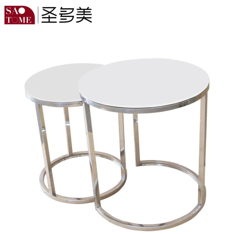 Living Room Furniture Two Specs Retractable MDF Wood Finish Nest Table