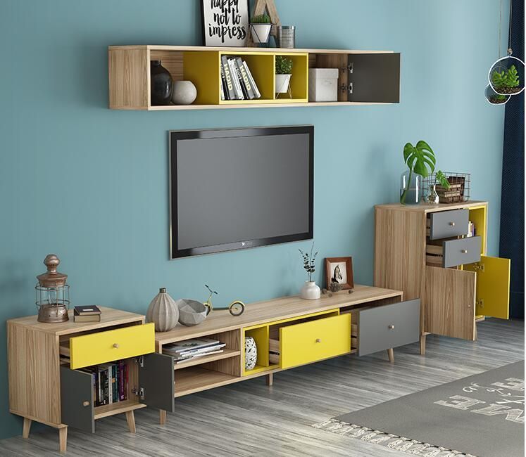 Living Room Wooden Coffee Table Modern TV Stand