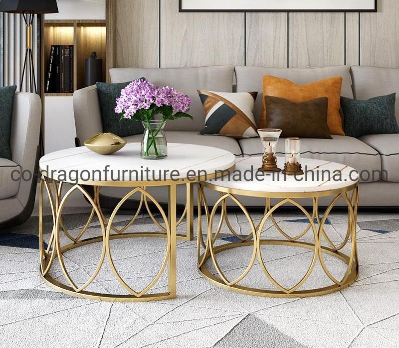 Fashion Steel Coffee Table with Marble Top for Modern Furniture