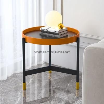 Nordic Outdoor Office Furniture Marble Side Table Metal Coffee Table