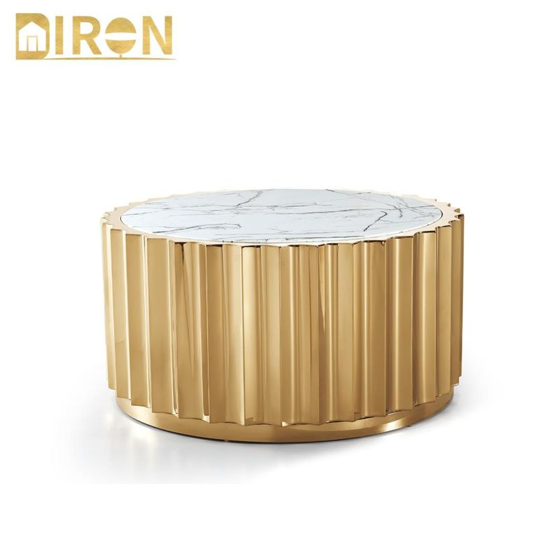 New Design Modern Style Metal Home Dining Furniture Restaurant Gold Luxury Round Coffee Table